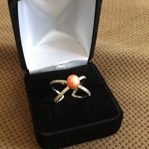 Coral Round Pearl Ring
